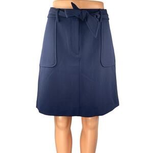 NEW Ann Taylor LOFT Women's Blue Tie Belted High Waist A Line Mini Skirt Size 10